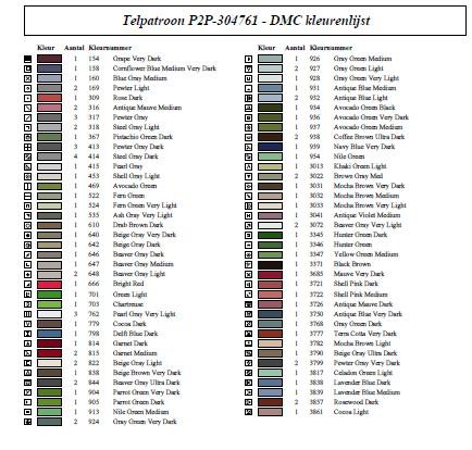 Kleuren lijst 75 kleuren en 99 strengen